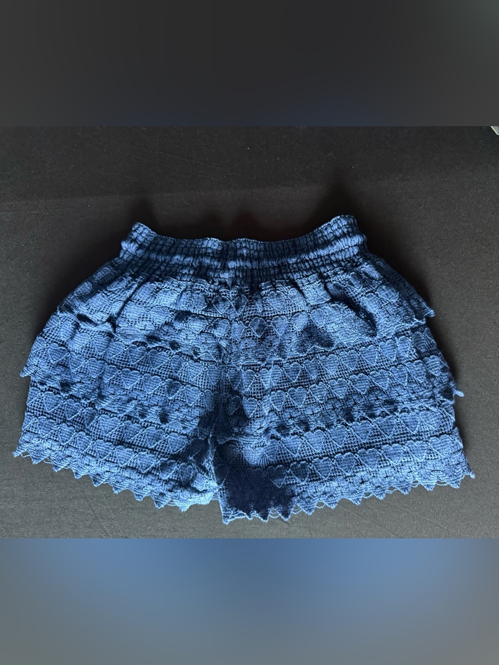 Blue Crochet Lace Women's Skort with Elastic Waist